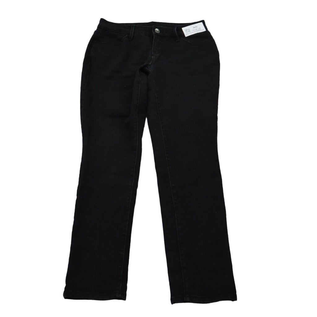 Faded Glory Pants Womens 10p Black Petite Mid Rise Straight Cut Casual Bottoms